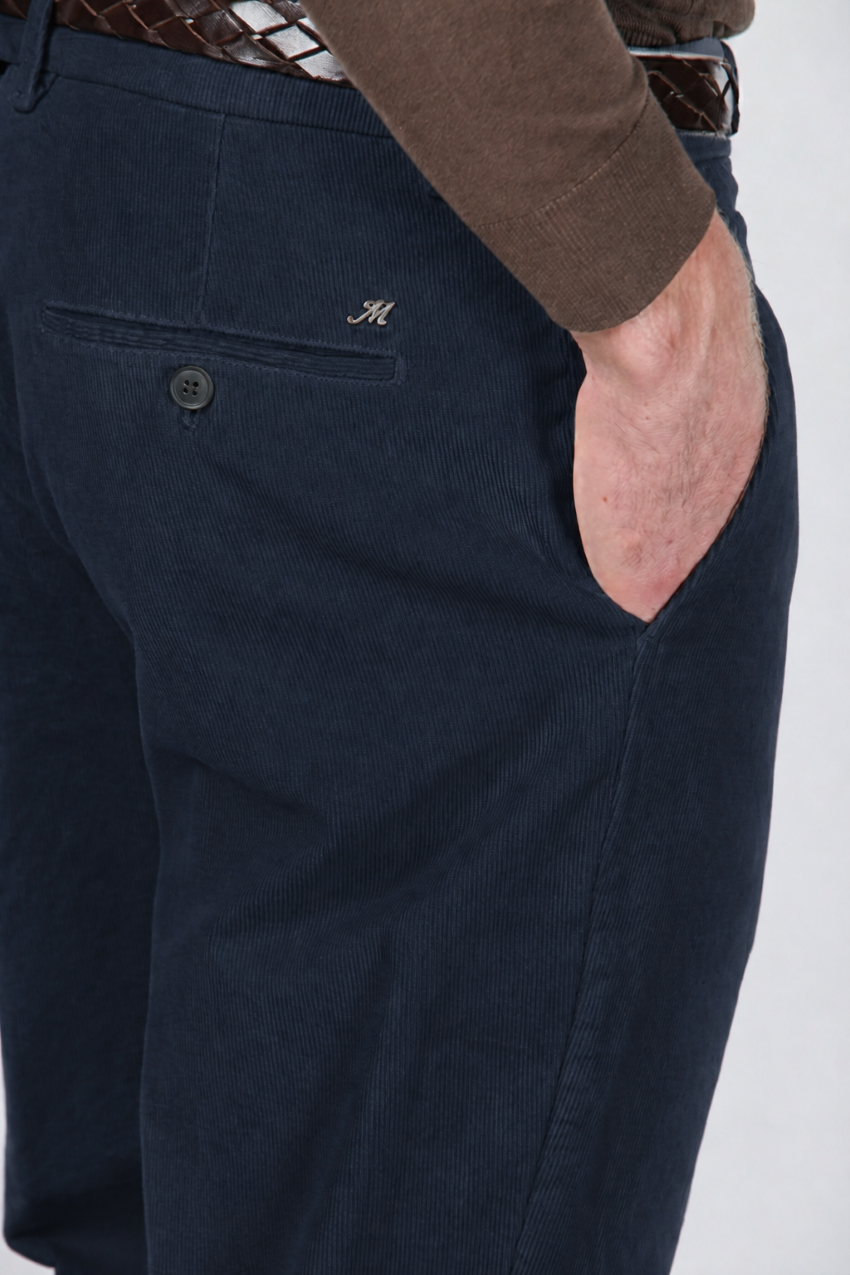 Paris men’s stretch corduroy chino pants 1000-rib carrot fit ①