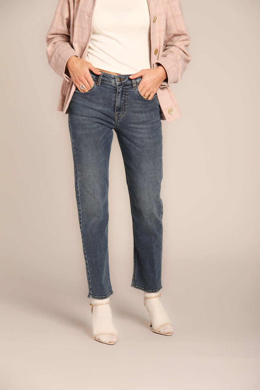 immagine 1 di pantalone donna in denim, di colore blu navy modello Agnes, fit regular di mason's