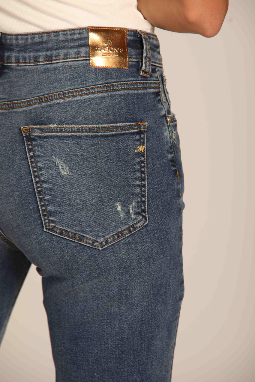 immagine 3 di pantalone donna in denim, di colore blu navy modello Agnes, fit regular di mason's