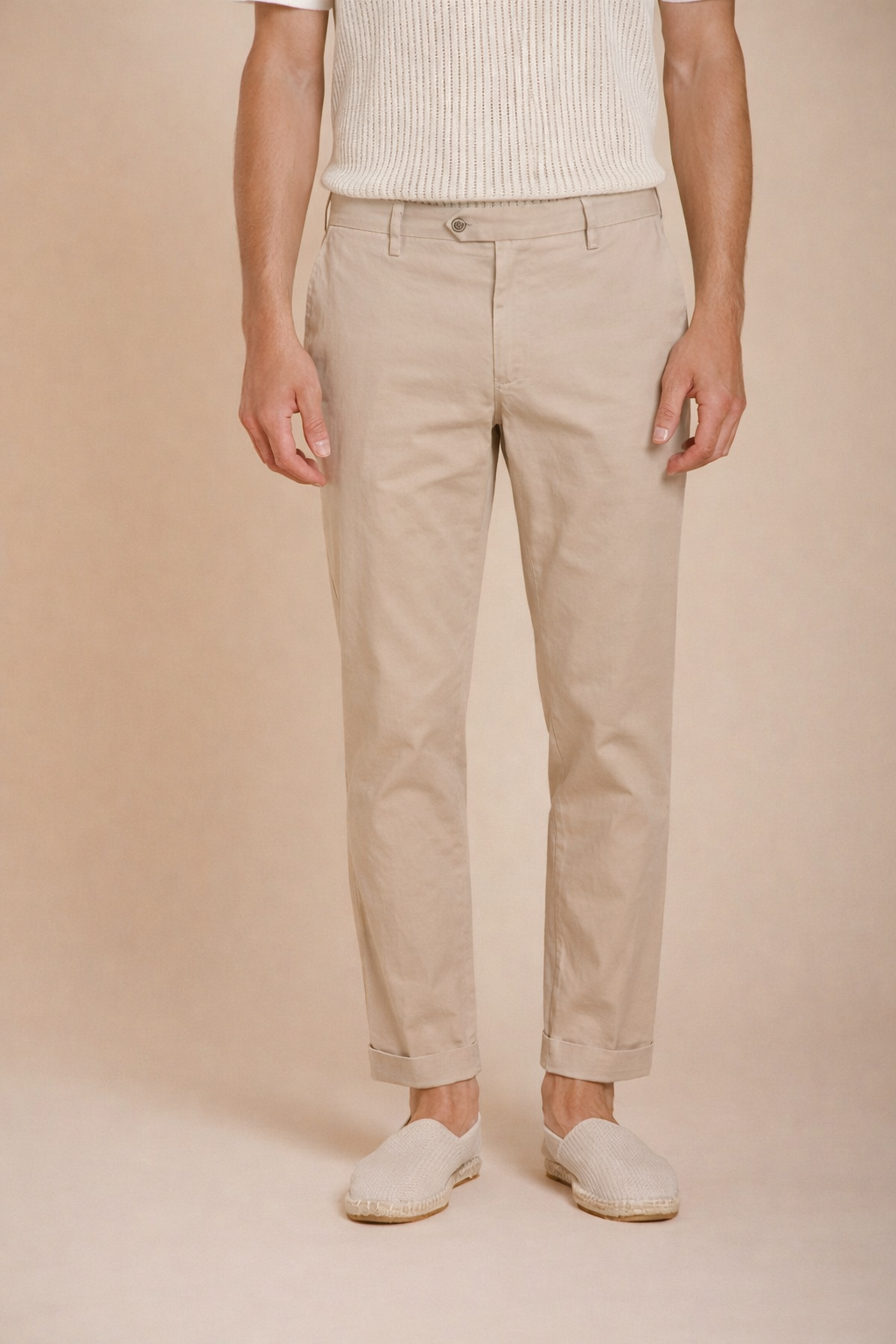 New York pantalón chino hombre en gabardina stretch regular fit ①