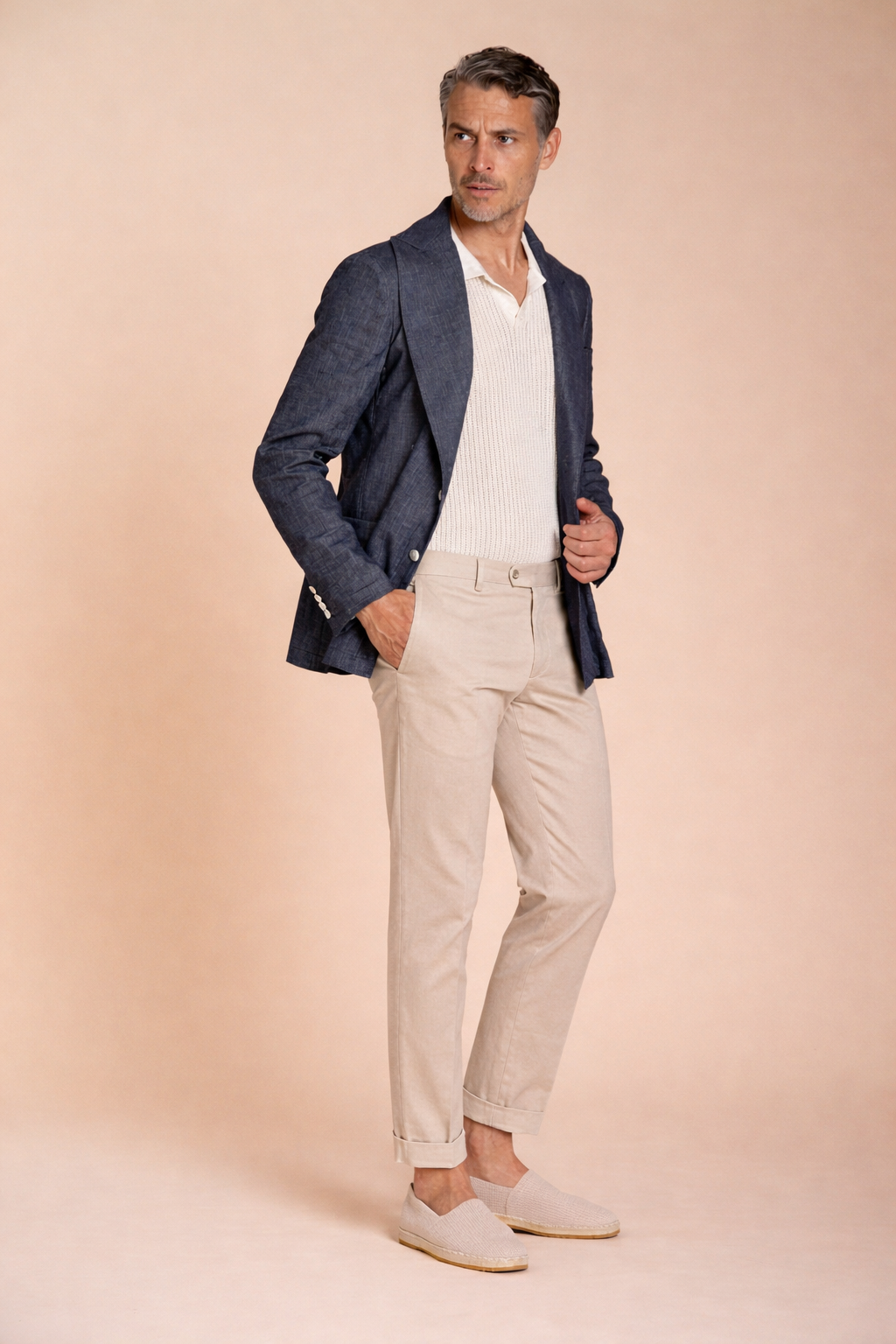 New York pantalón chino hombre en gabardina stretch regular fit ①