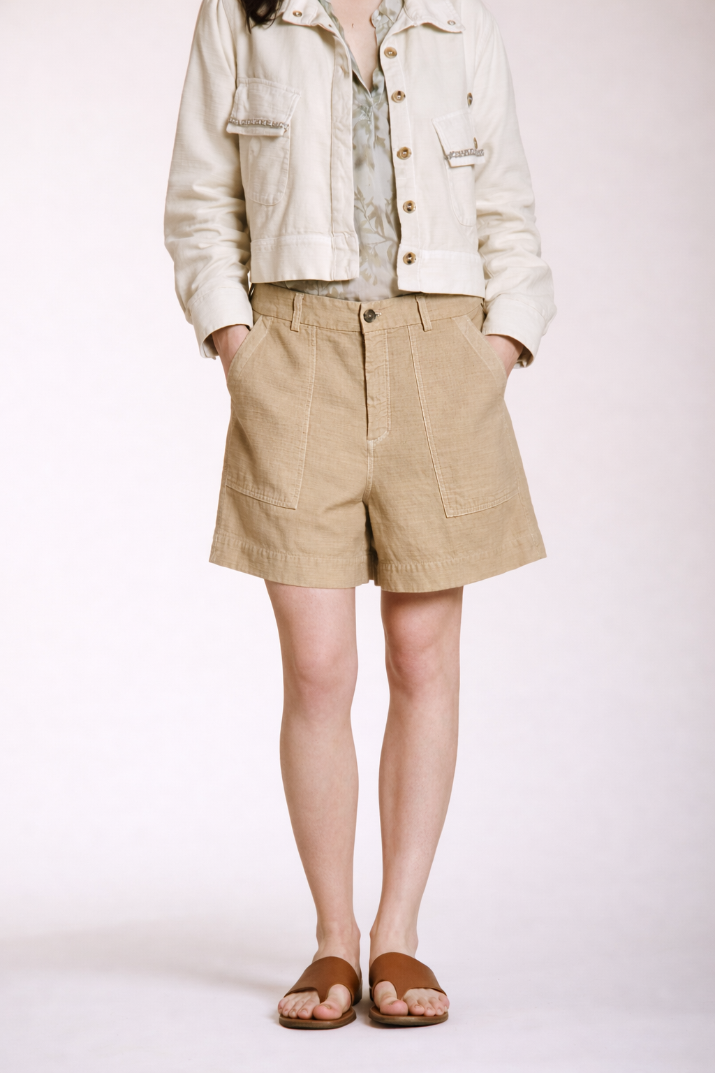 Dallas bermuda cargo femme en coton flammé relaxed fit