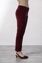 New York Slim pantalon chino femme en velours côtelé à grosses côtes coupe slim ①