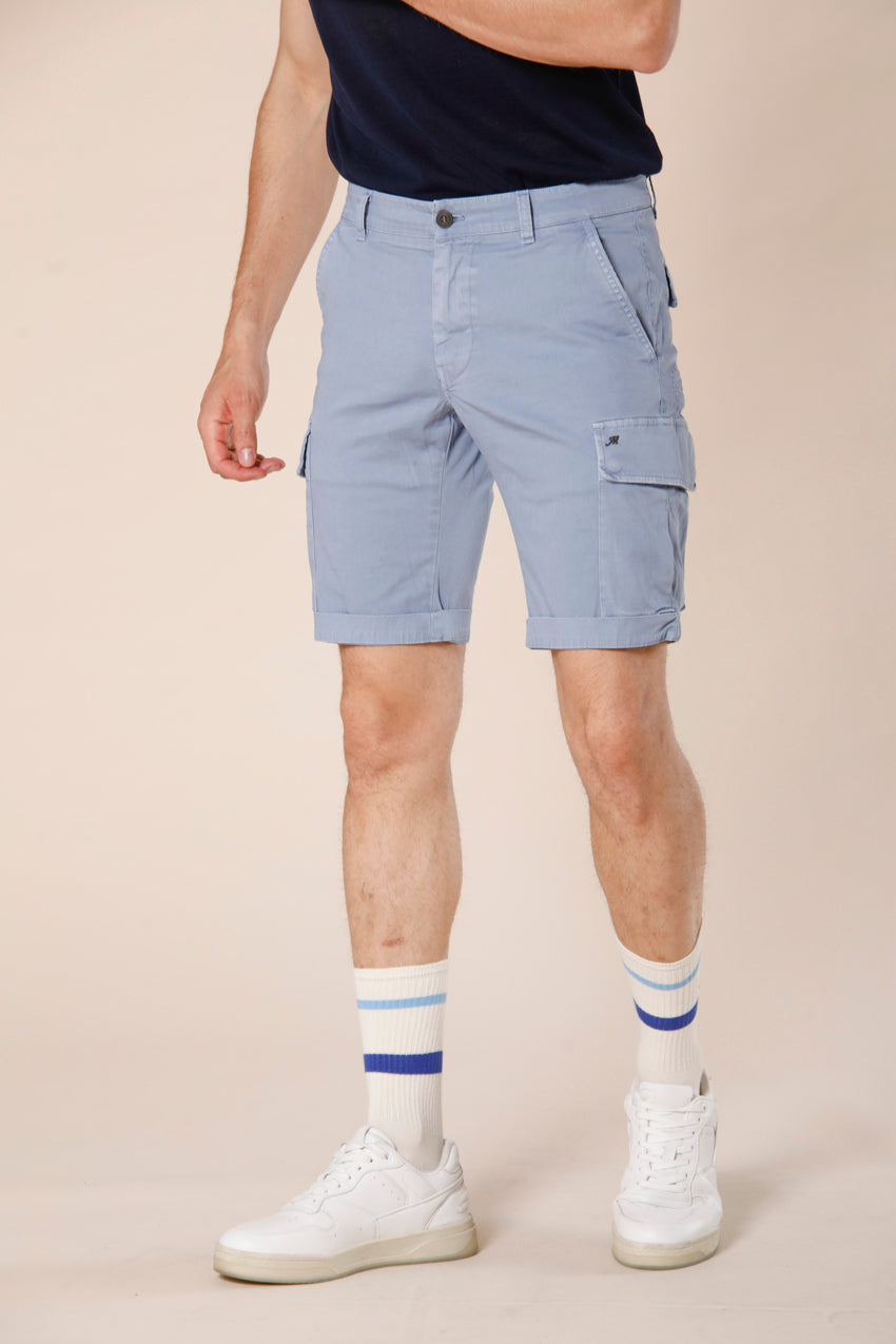 Bild 1 von Mason's azurblau Stretch-Satin- Chile-Cargo-Bermudashorts für Männer