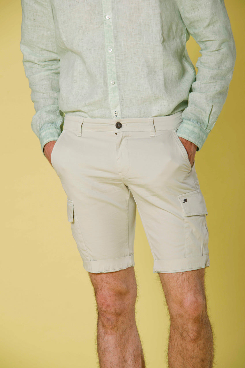 image 1 of men's cargo bermuda in stretch satin Chile model in light green slim fit by Mason's