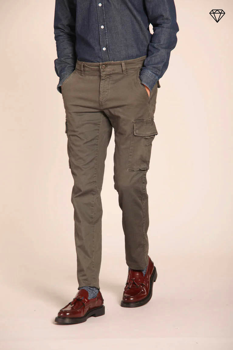 Chile men's cargo pants in gabardine extra slim fit ①