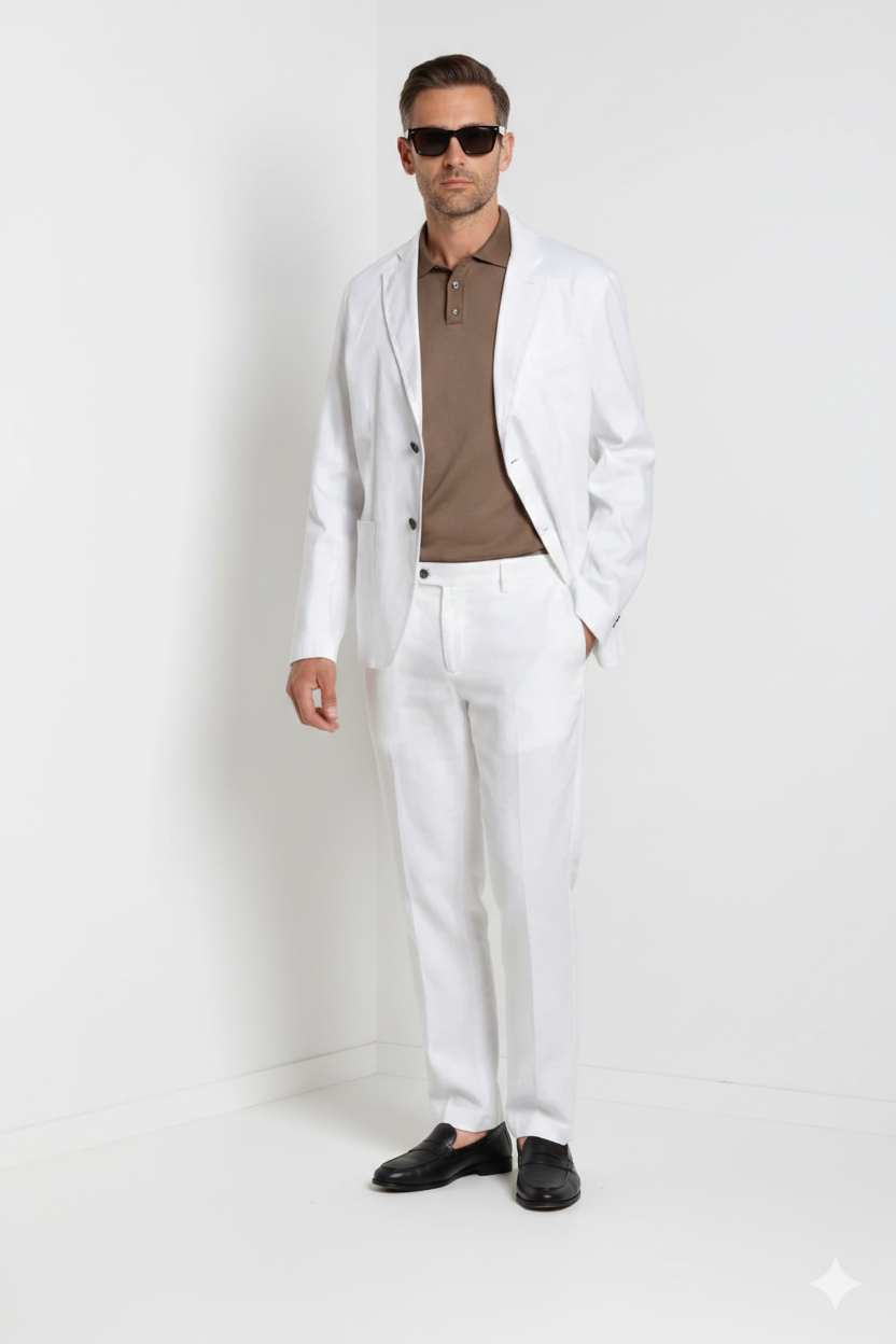 Da Vinci blazer homme en twill de lin et coton