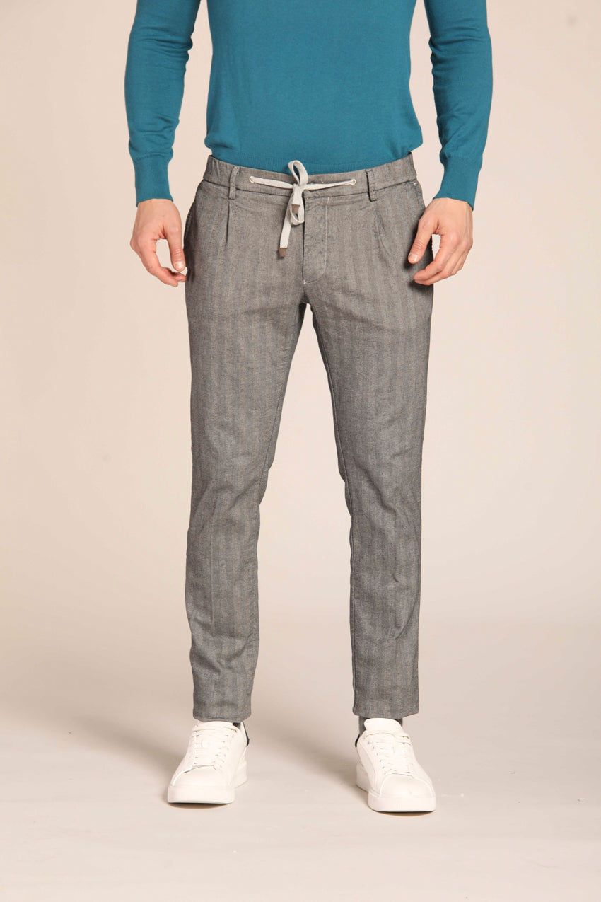 immagine 1 di pantalone chino uomo modello New York 1P City String, pattern resca, color ghiaccio fit regular di Mason's