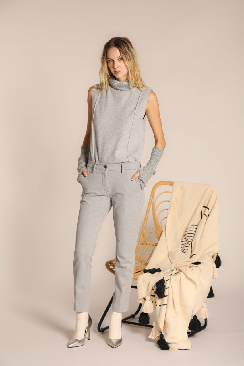 immagine 2 di pantalone chino donna, modello New York, di colore grigio melange, fit slim di mason's