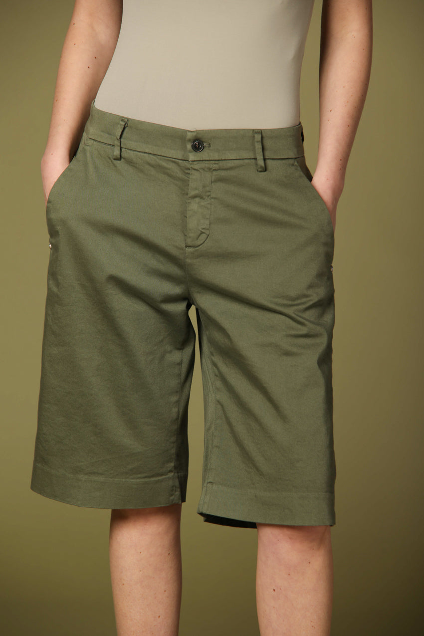 Image 1 of Mason's women's New York model chino bermuda in green color, regular fit