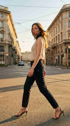 New York Slim pantalon chino femme en satin stretch slim fit ①