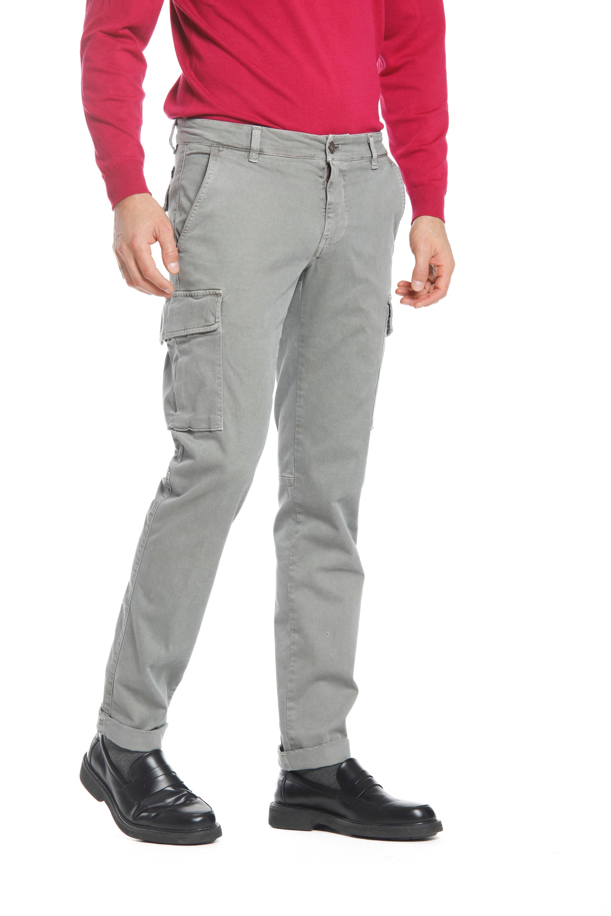 Chile man cargo pant in gabardine extra slim Special Washing