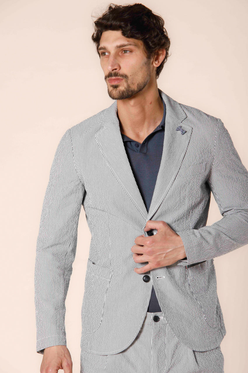 Immagine 1 di blazer uomo in seersucker a righe blu navy modello Da Vinci di Mason's