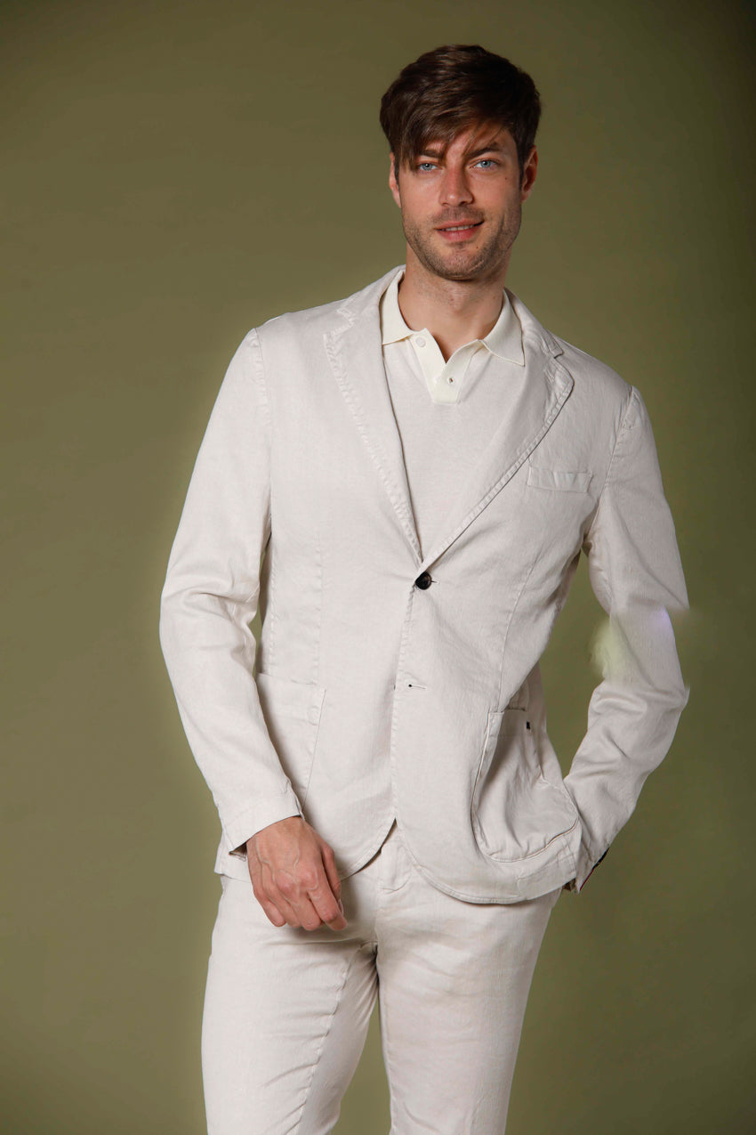 Immagine 1 di blazer uomo in twill di lino e cotone color stucco modello Da Vinci Summer di Mason's