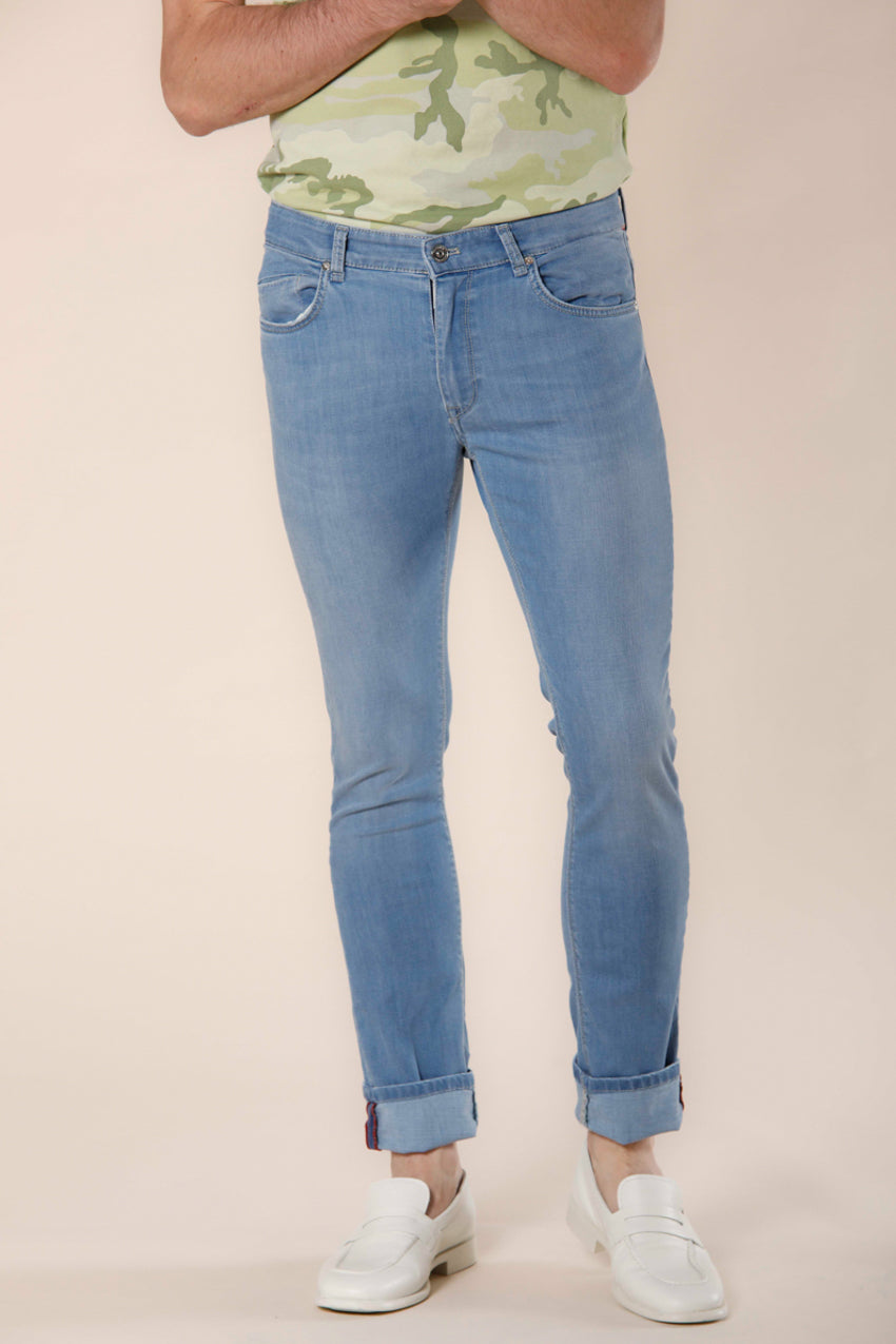 immagine 1 di pantalone 5 tasche  uomo in denim stretch modello Harris colore blu navy slim di mason's