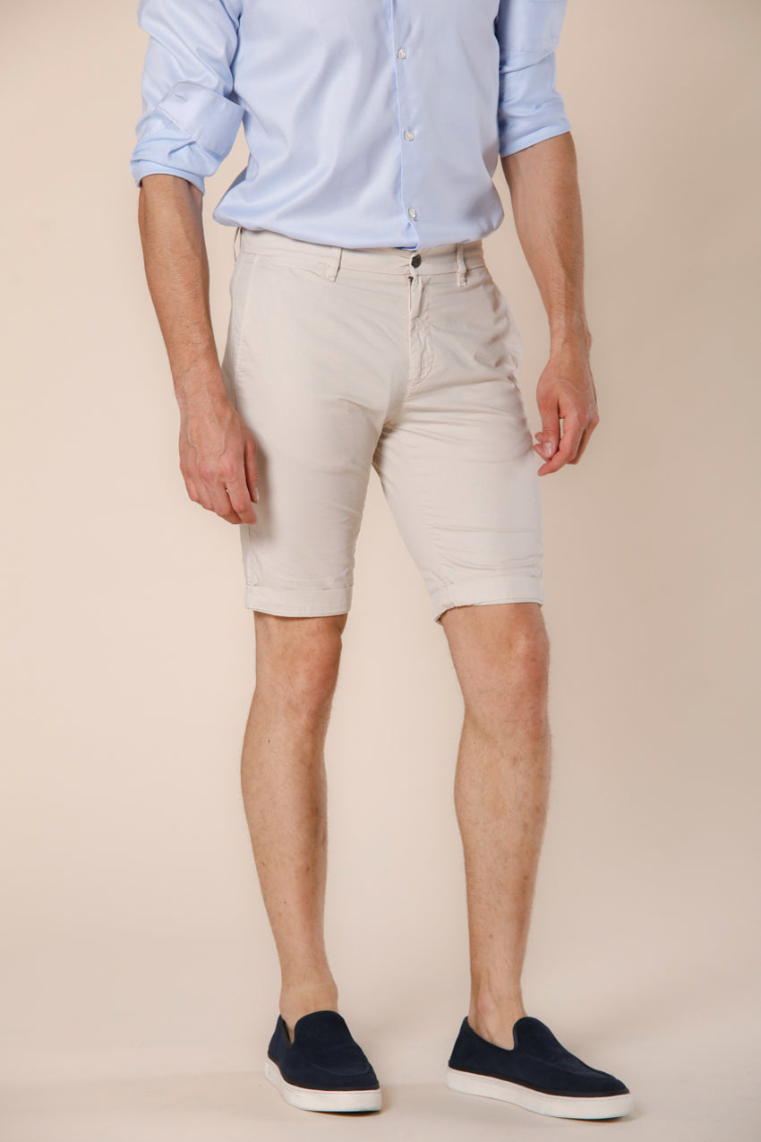 image 1 of men's chino bermuda in stretch gabardine london model in light stucco regular fit by mason's