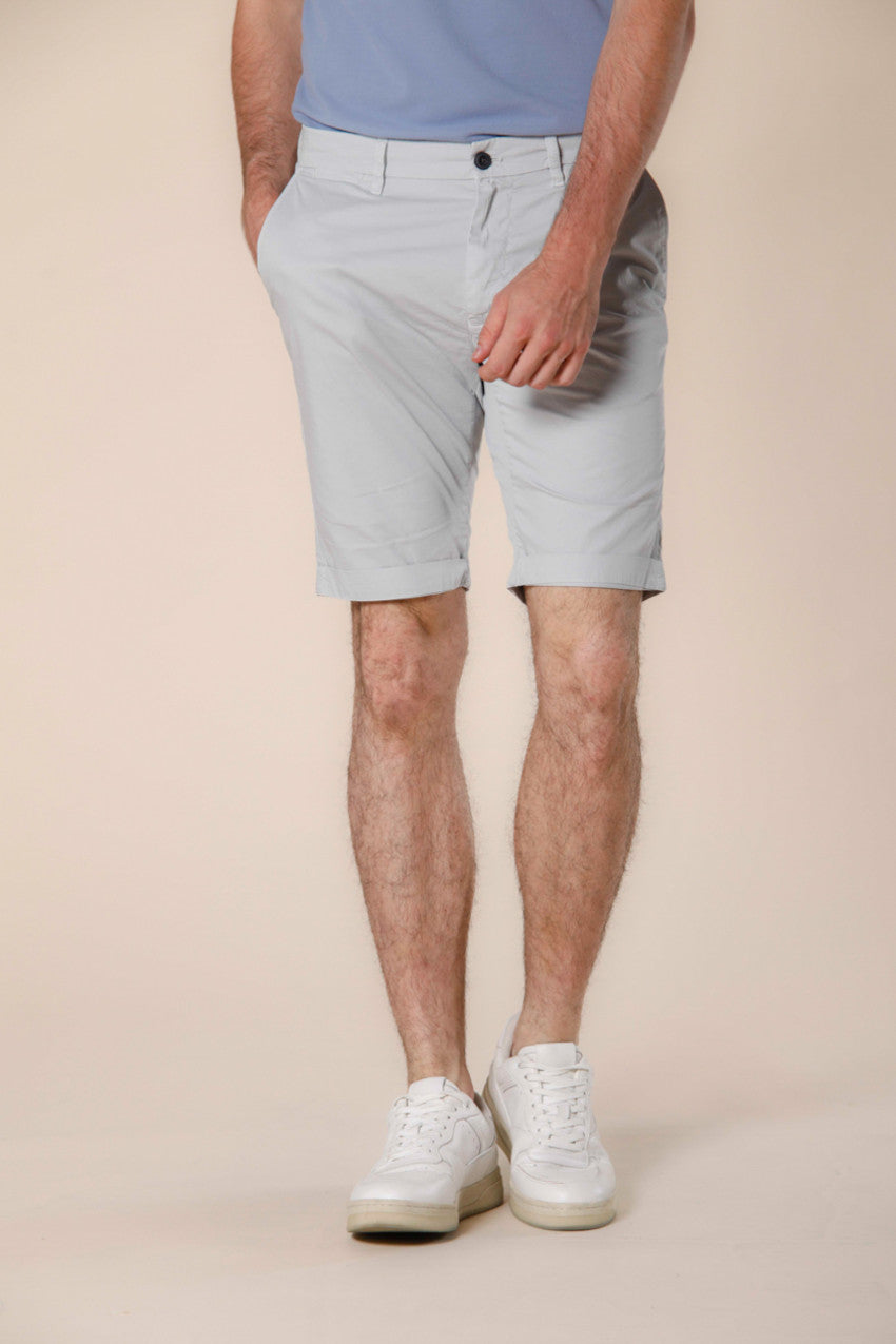 image 1 of men's chino bermuda in stretch gabardine london model in light gray regular fit by mason's