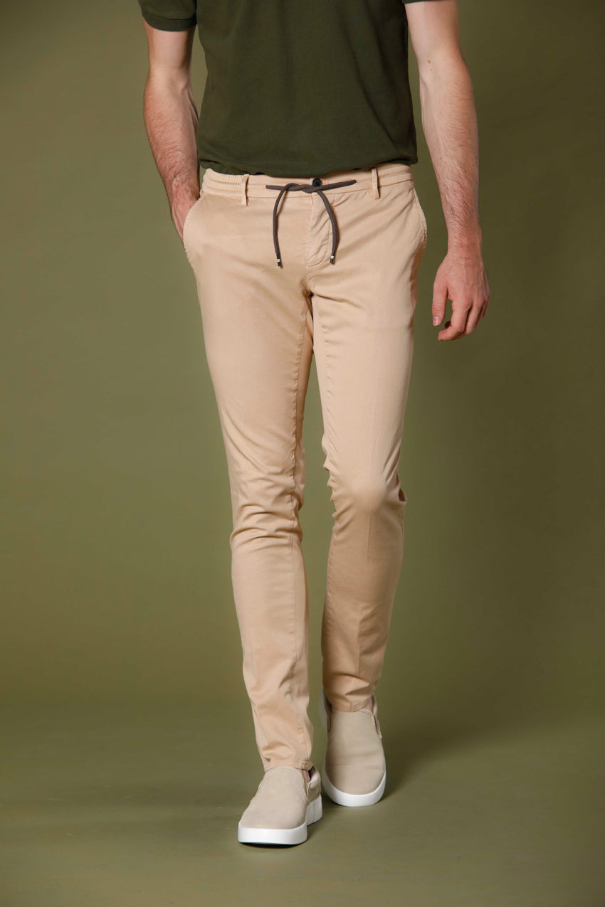 image 1 of men's chino jogger in cotton and tencel milano jogger model in dark kaki extra slim fit by mason's