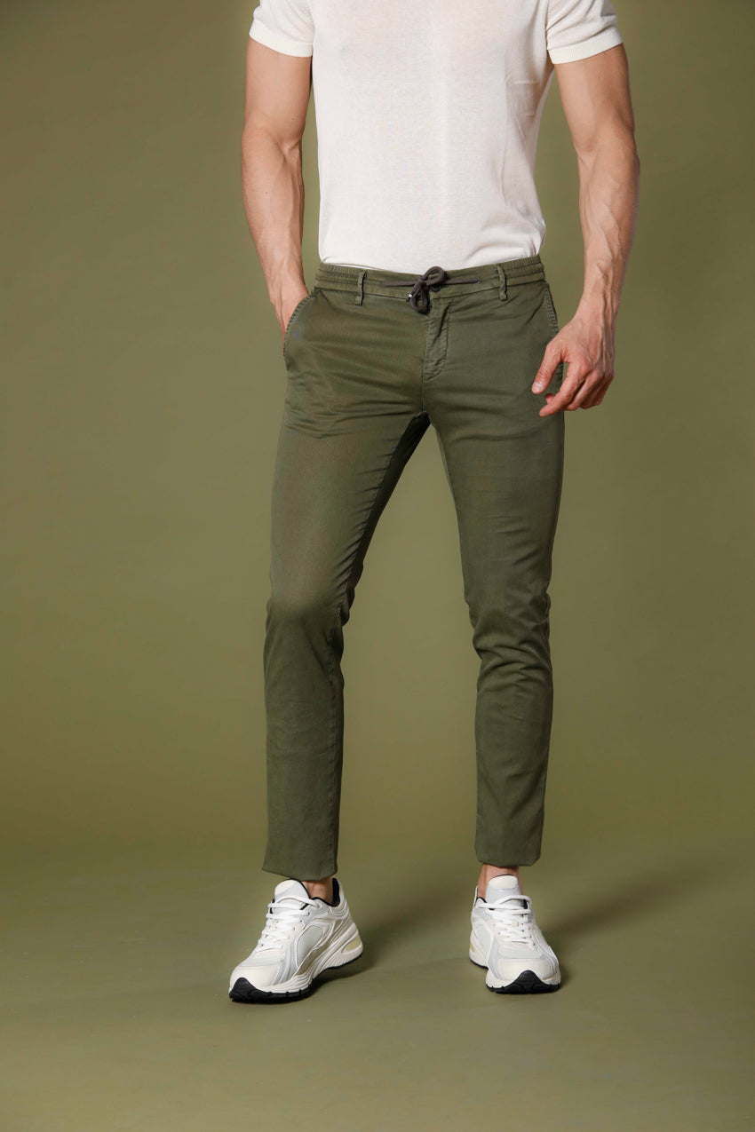 image 1 of men's chino jogger in cotton and tencel milano jogger model in green extra slim fit by mason's