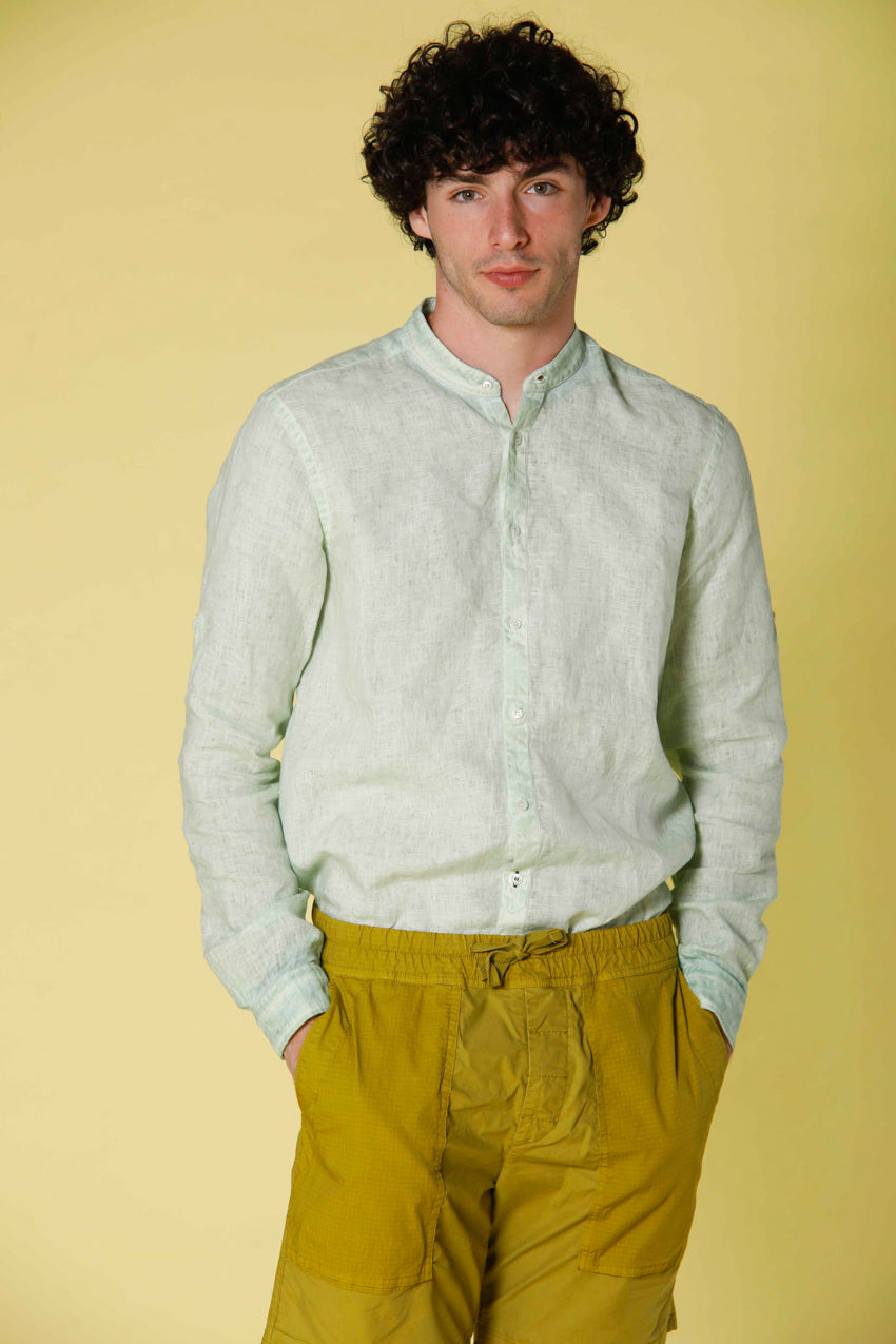 image 1 of men's long sleeve shirt in linen porto model in antiqua regular fit by mason's