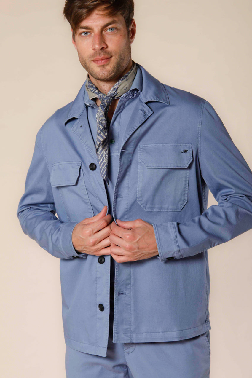 image 1 of men's overshirt in twill summer jacket model in azure regular fit by mason's