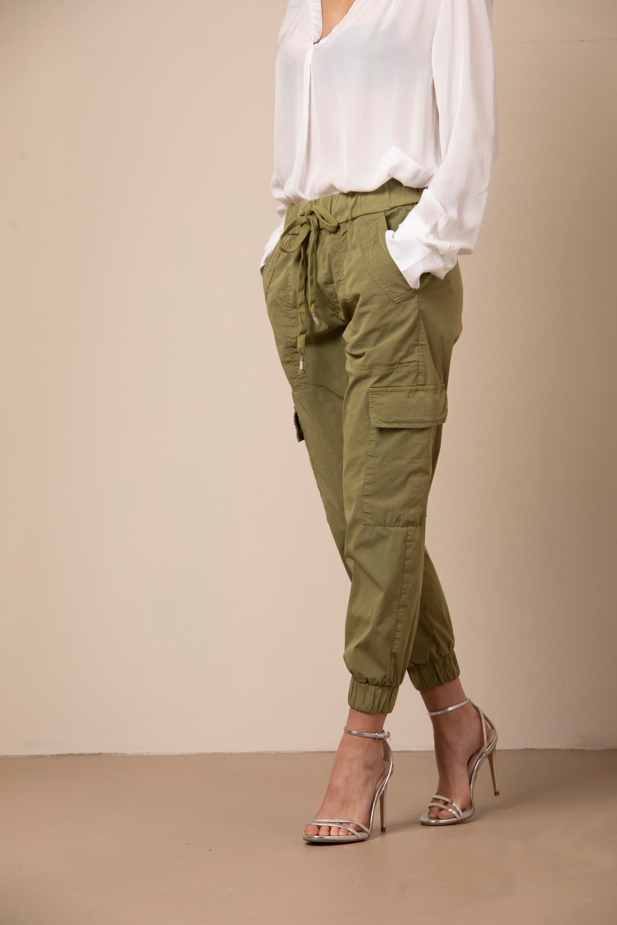 Cargo Jogger pantalone cargo donna in popeline relaxed