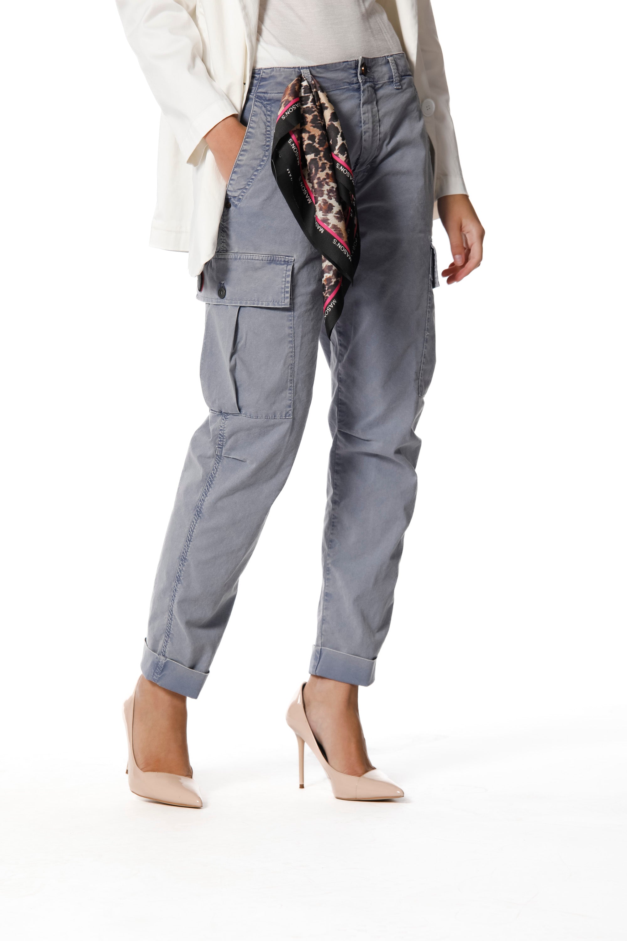 Judy Archivio woman cargo pants in stretch cotton icon washes relaxed