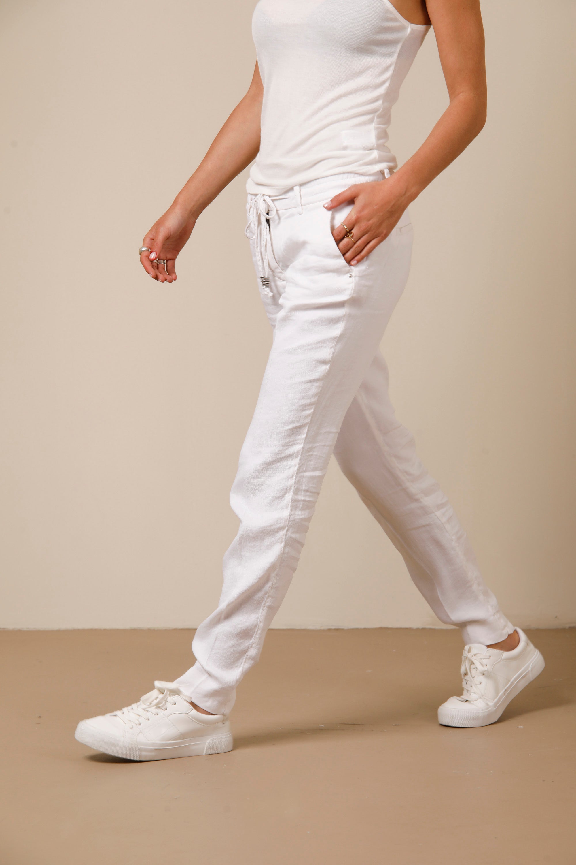 New York Jog woman chino pants in linen and viscose regular