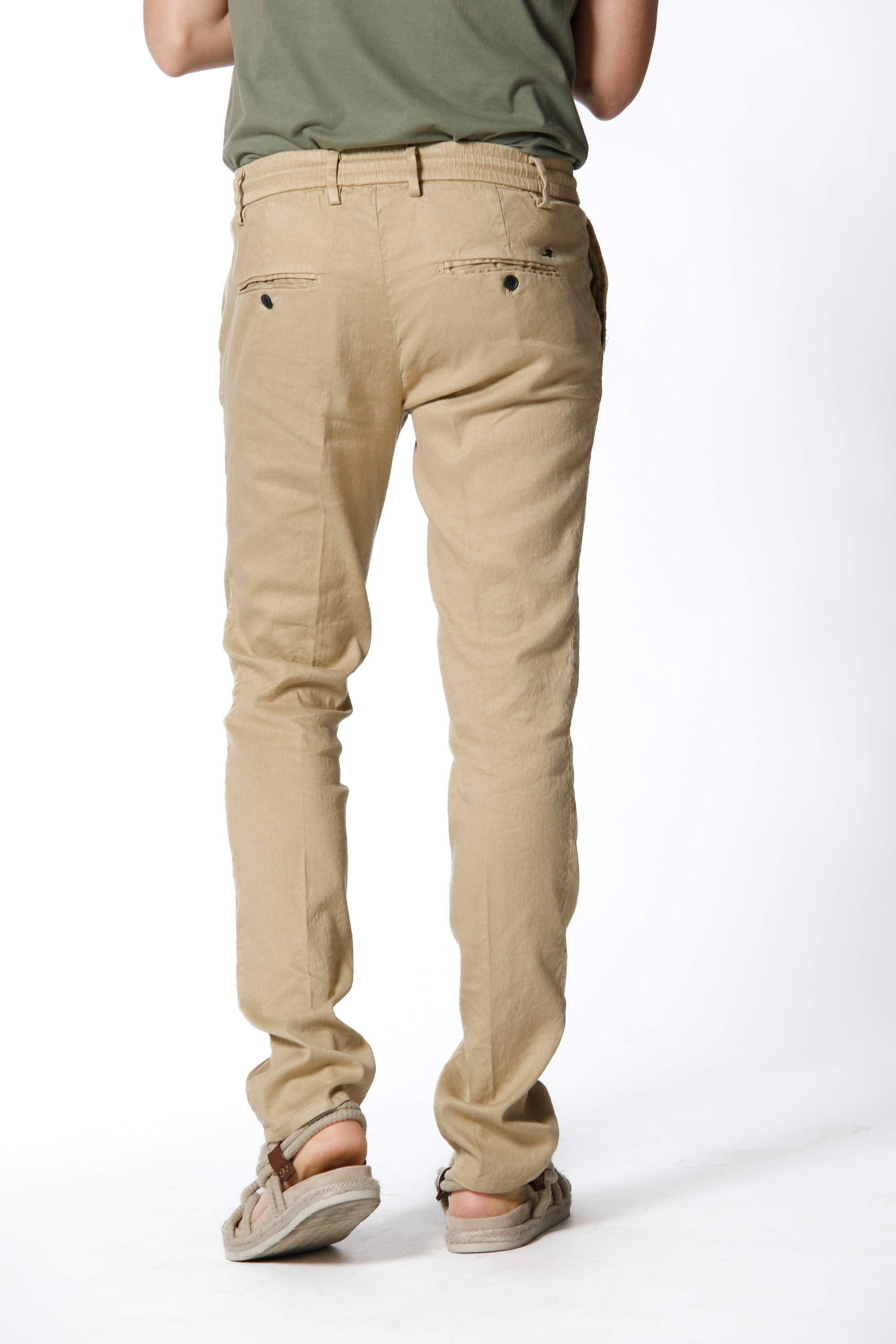 Milano Jogger pantalon de jogging chino homme en lin et coton coupe extra slim