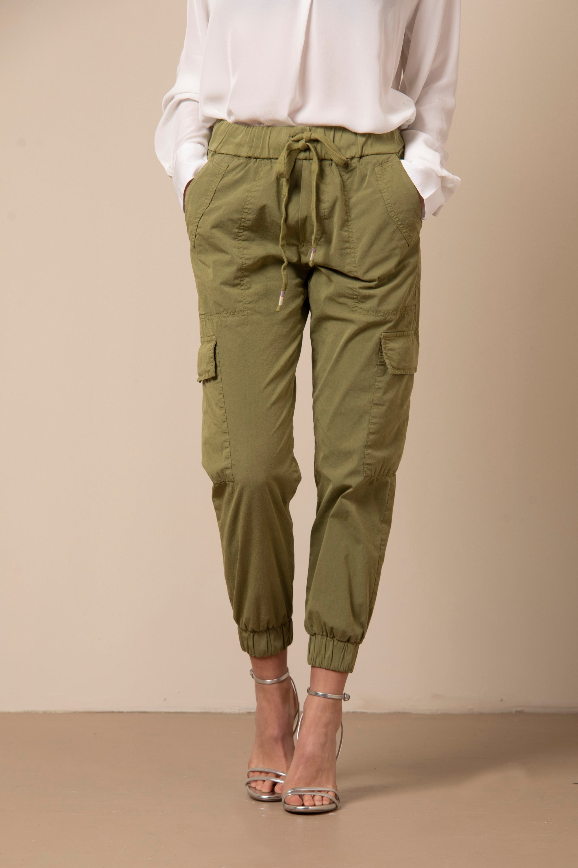 Cargo Jogger pantalone cargo donna in popeline relaxed