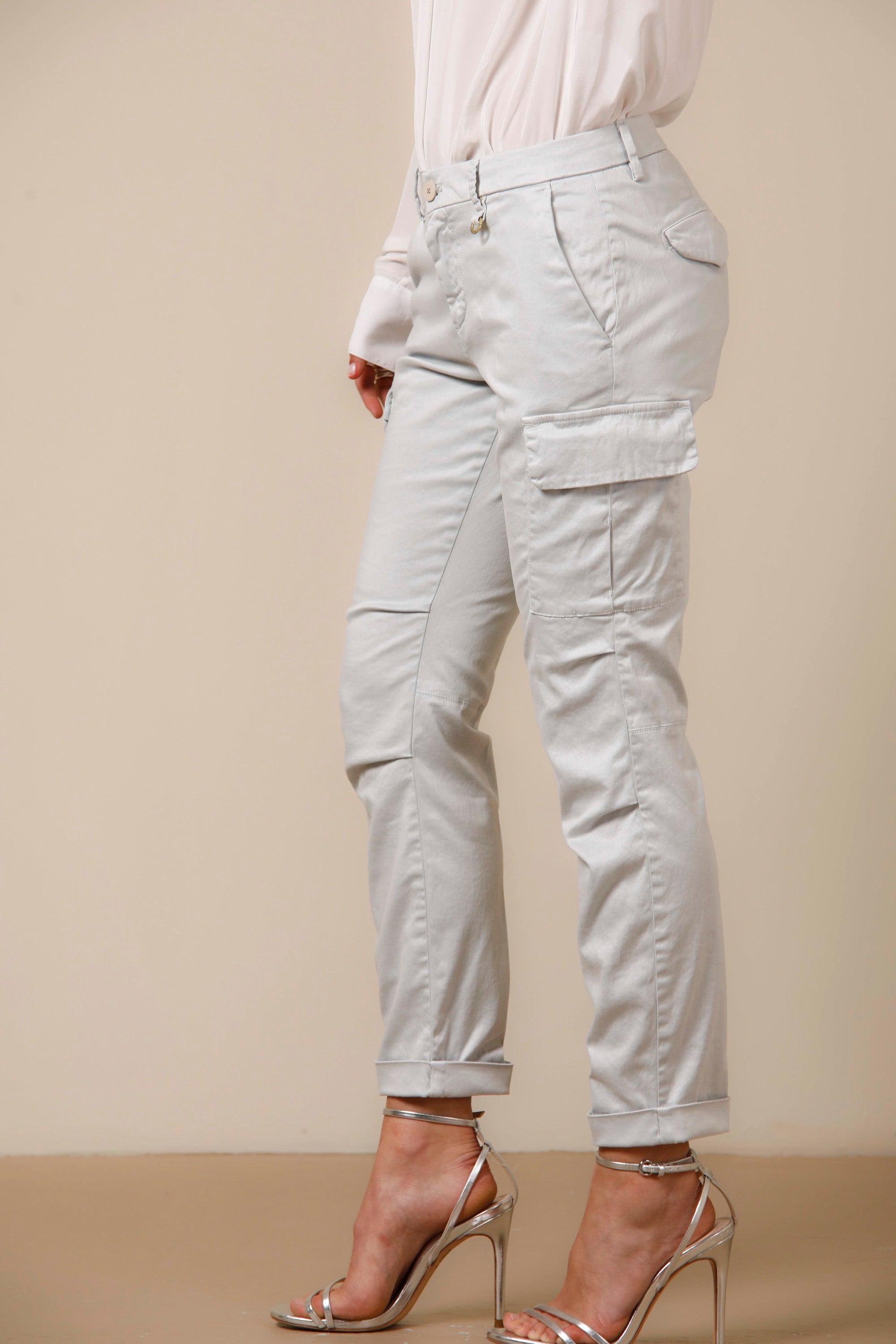 Chile City pantalone cargo donna in raso stretch icon washes curvy