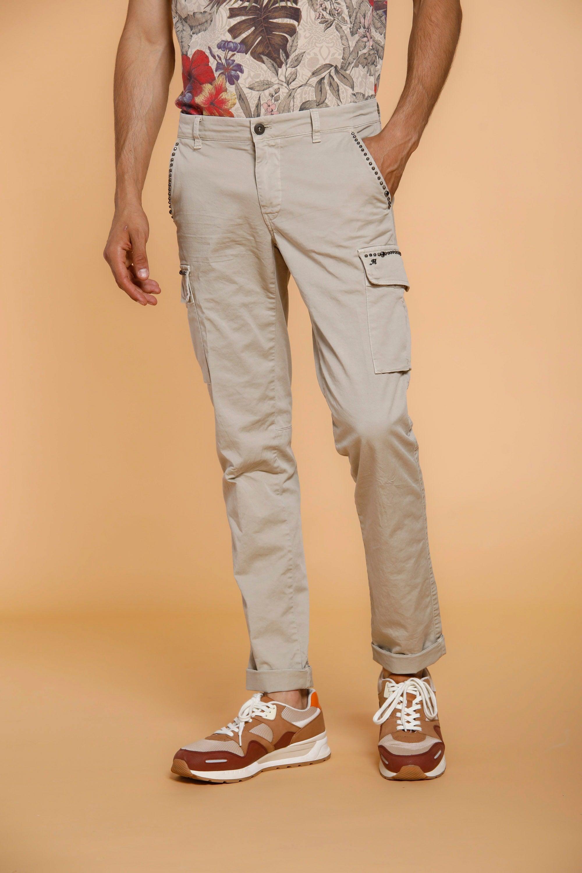 Chile pantalone cargo uomo in twill di cotone con borchie extra slim - Mason's