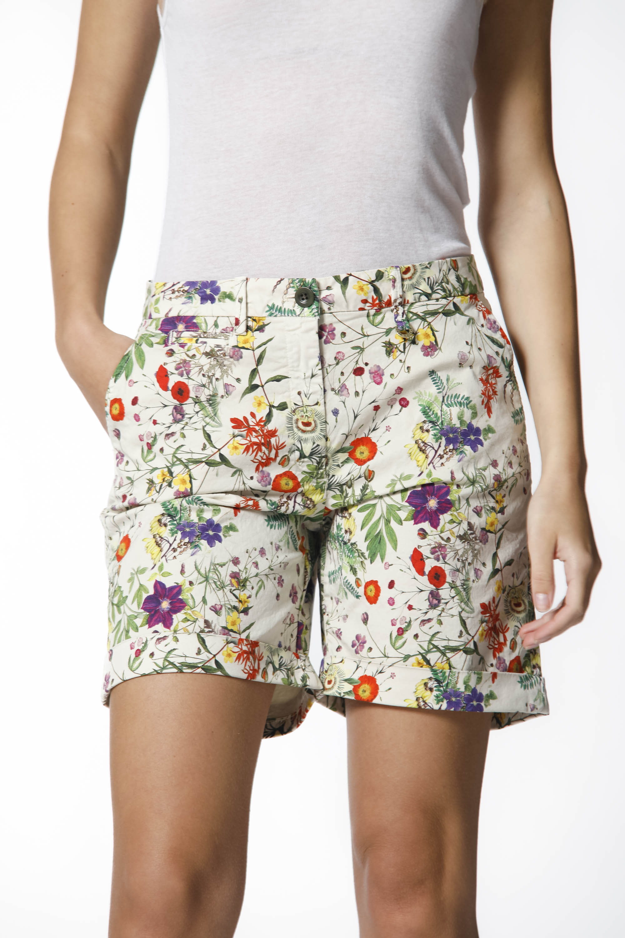 Jaqueline Curvy chino bermuda en coton imprimé fleuri curvy