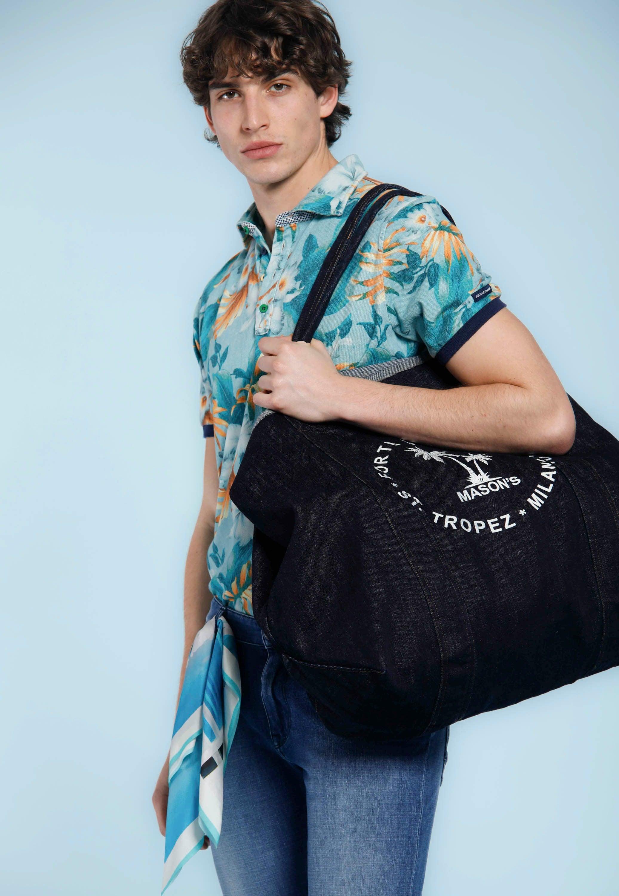 Mason’s Bag unisex in tela denim con scritta ① - Mason's 