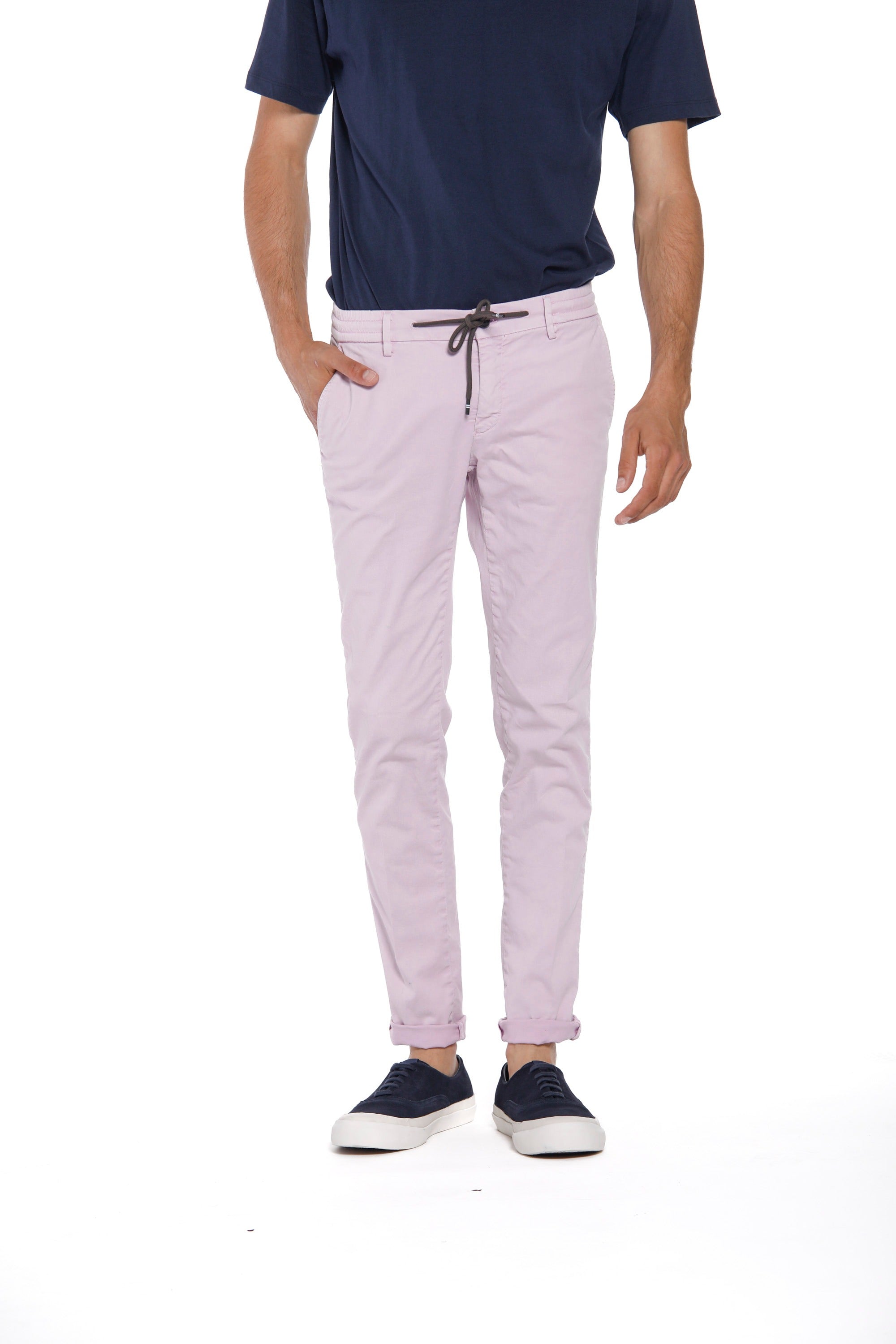 Milano Jogger man chino pants in cotton and tencel extra slim