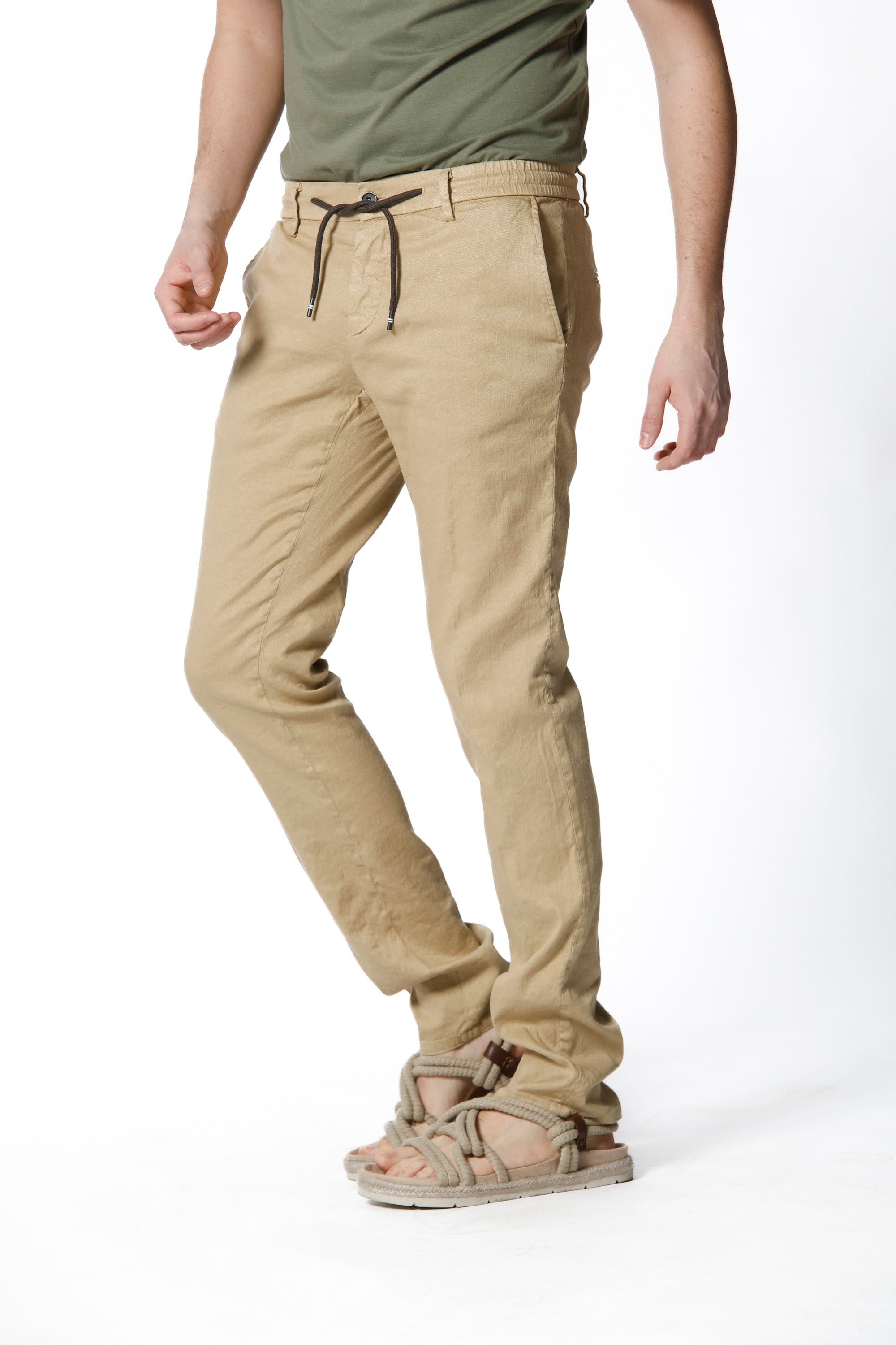 Milano - Jogger Chino-Jogginghose für Herren aus Leinen und Baumwolle extra slim Passform