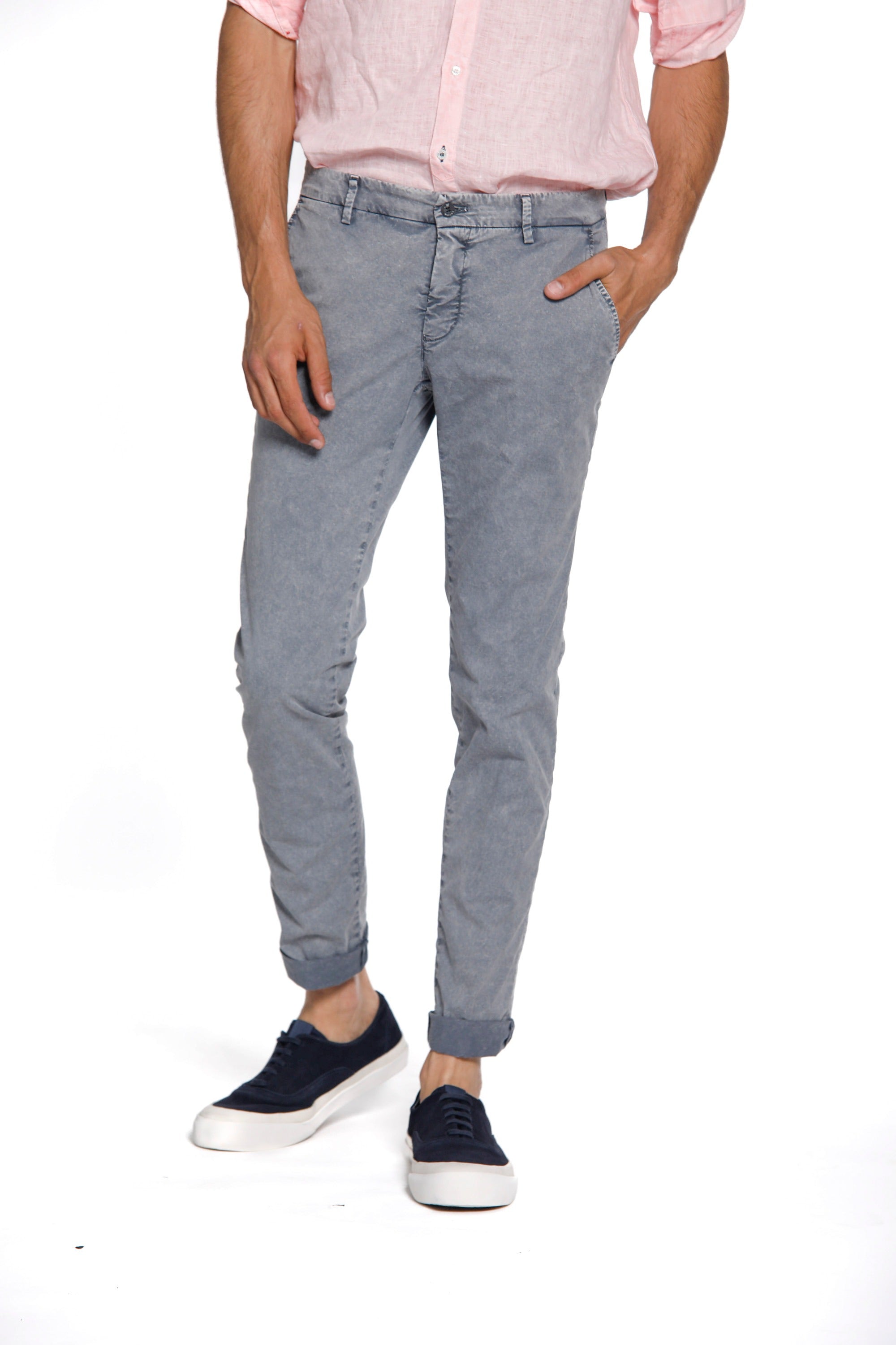 Milano Style Essential man chino pants in stretch cotton icon washing extra slim