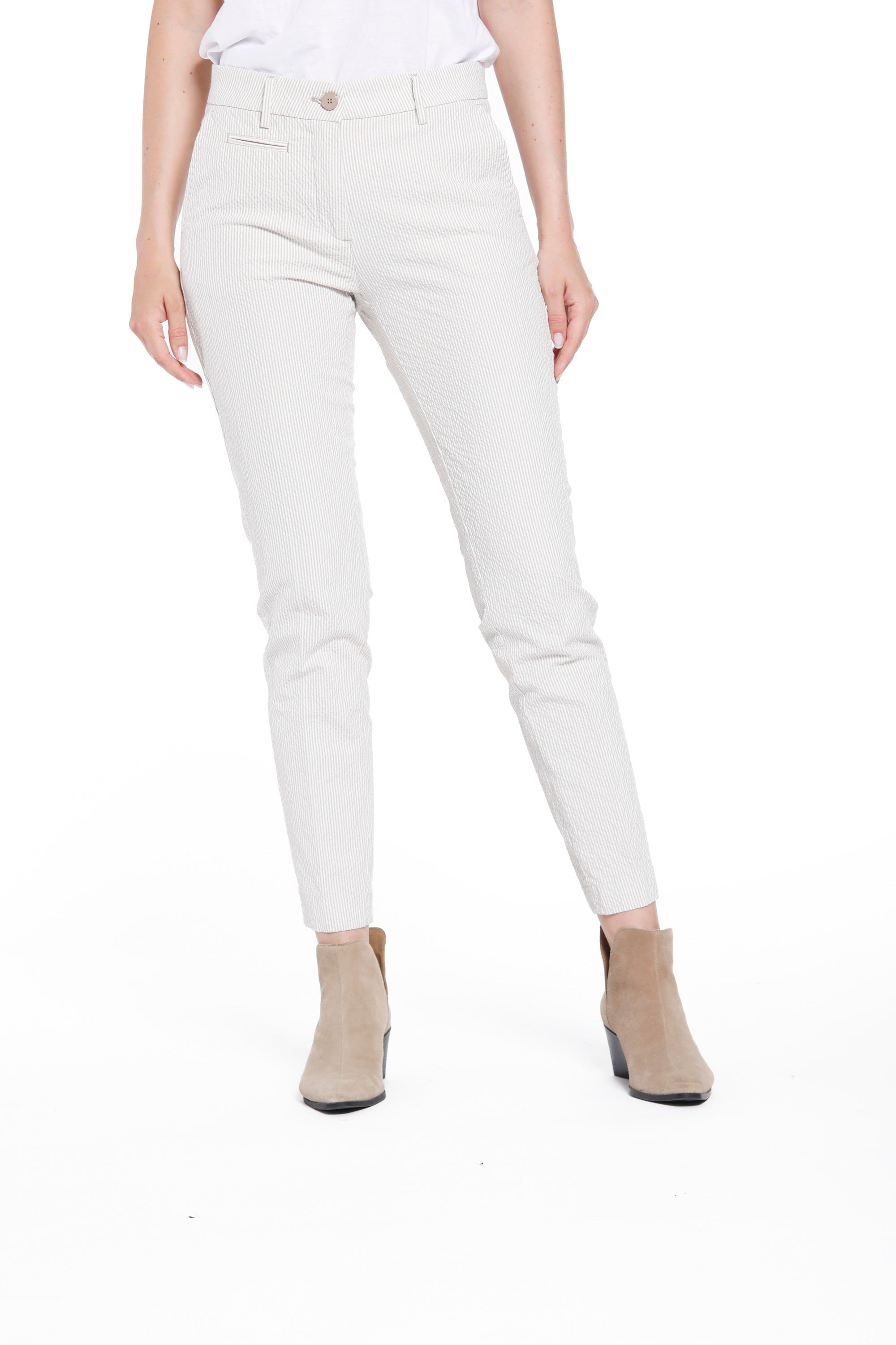 New York Slim pantalone chino donna in cotone sear sucker slim